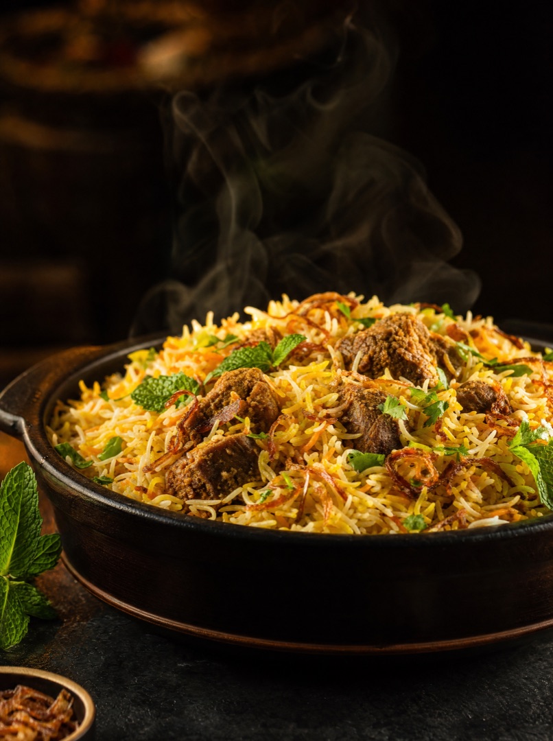 Lamb biryani with basmati rice